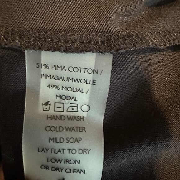 Peruvian Connection Dress Large Black Midi Handkerchief Hem Pima Cotton Modal - Picture 4 of 5